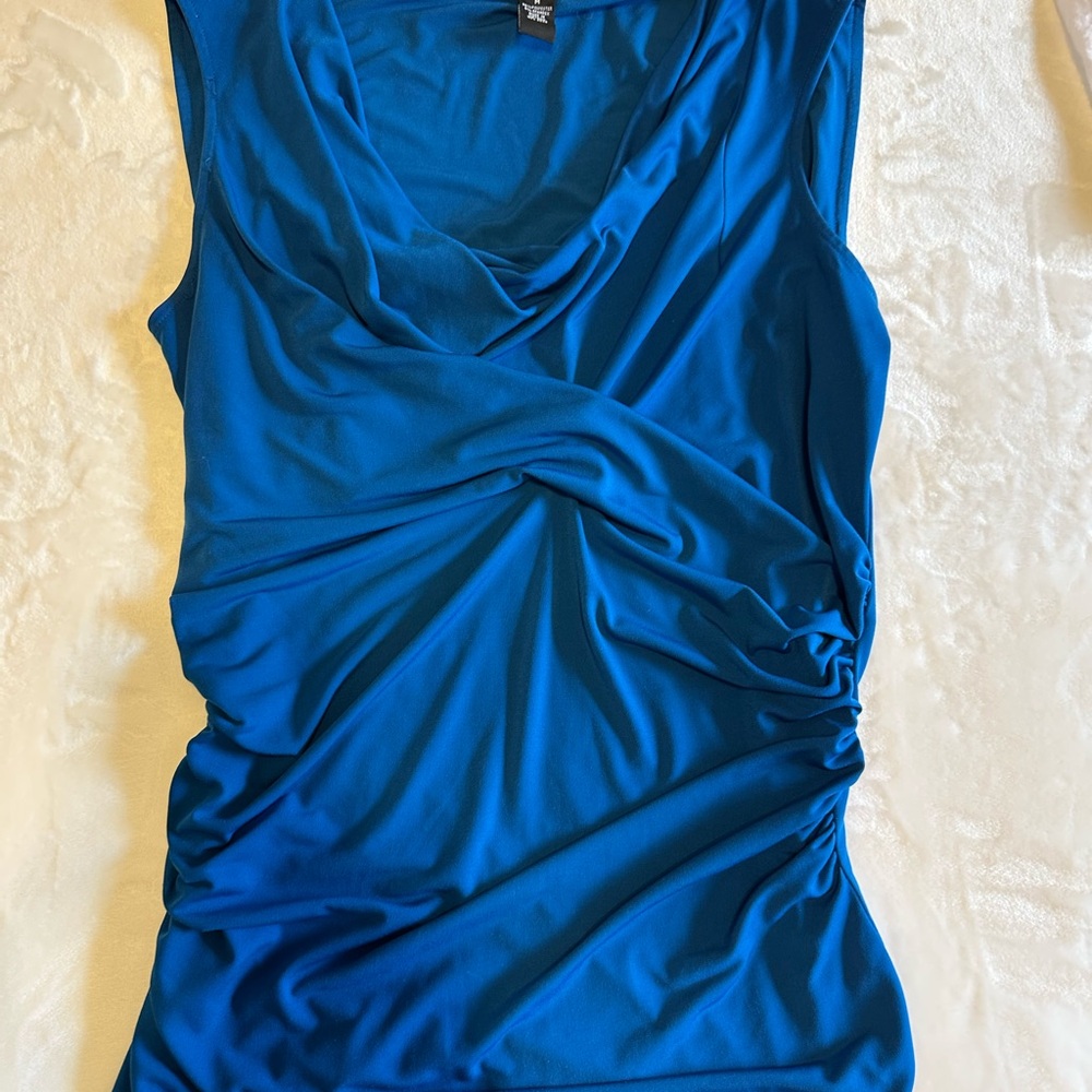 Alfani Draped Neck Teal Blouse